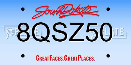 8QSZ50 South Dakota License Plate