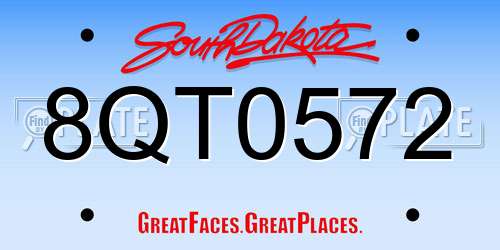 8QT0572 South Dakota License Plate