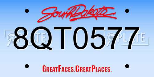 8QT0577 South Dakota License Plate