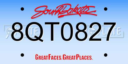 8QT0827 South Dakota License Plate