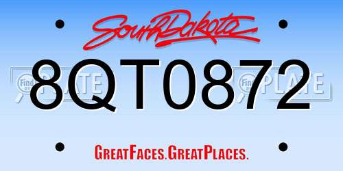 8QT0872 South Dakota License Plate
