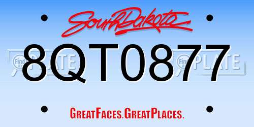 8QT0877 South Dakota License Plate