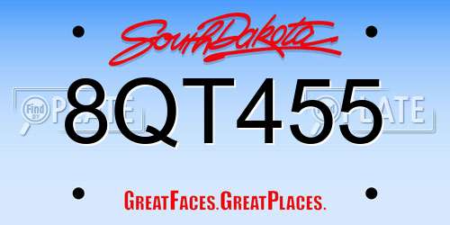 8QT455 South Dakota License Plate