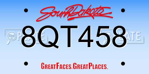 8QT458 South Dakota License Plate