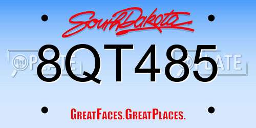 8QT485 South Dakota License Plate