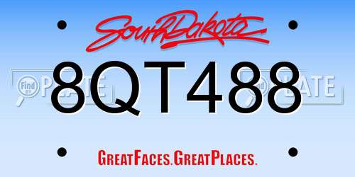 8QT488 South Dakota License Plate