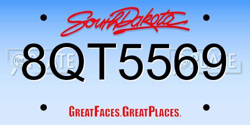 8QT5569 South Dakota License Plate