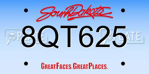 8QT625 South Dakota License Plate
