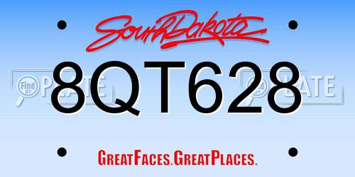 8QT628 South Dakota License Plate