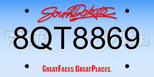 8QT8869 South Dakota License Plate