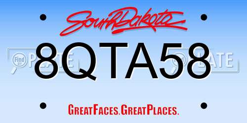 8QTA58 South Dakota License Plate