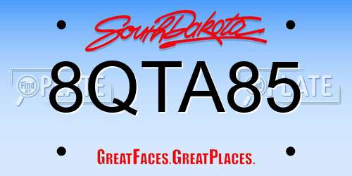8QTA85 South Dakota License Plate