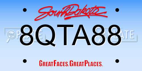 8QTA88 South Dakota License Plate