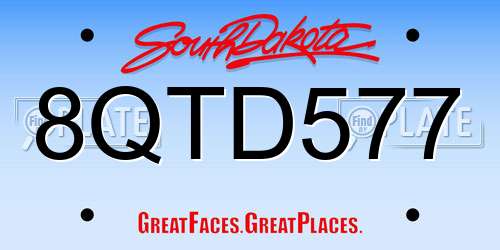 8QTD577 South Dakota License Plate