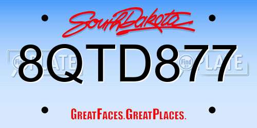 8QTD877 South Dakota License Plate