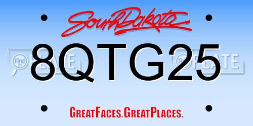 8QTG25 South Dakota License Plate
