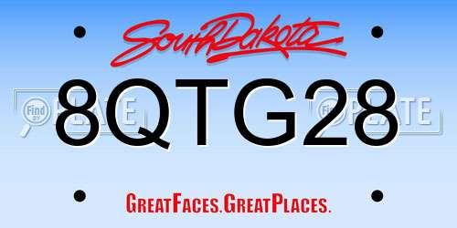 8QTG28 South Dakota License Plate