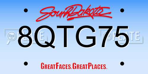 8QTG75 South Dakota License Plate