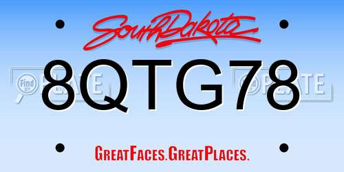 8QTG78 South Dakota License Plate