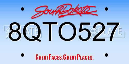 8QTO527 South Dakota License Plate