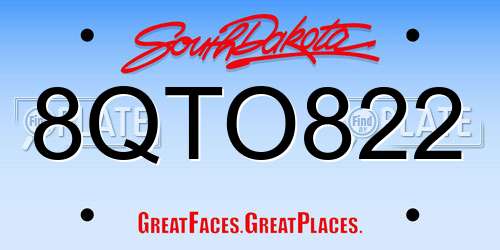 8QTO822 South Dakota License Plate