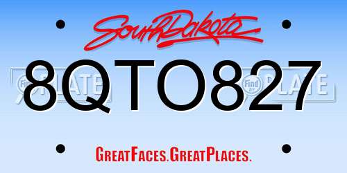 8QTO827 South Dakota License Plate