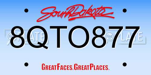 8QTO877 South Dakota License Plate