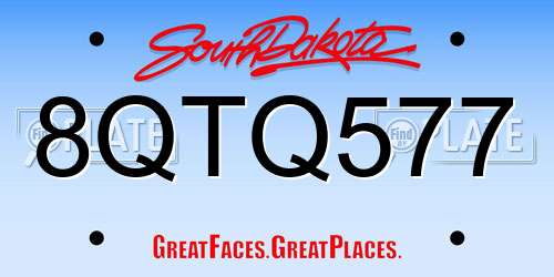 8QTQ577 South Dakota License Plate