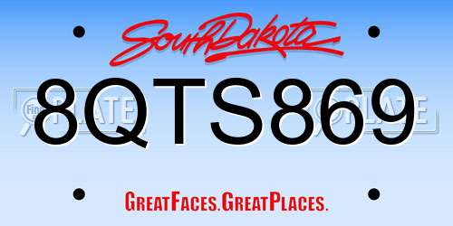 8QTS869 South Dakota License Plate