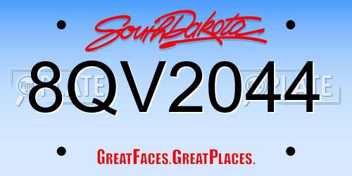 8QV2044 South Dakota License Plate