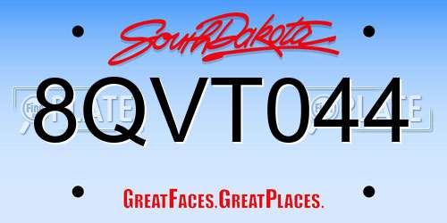 8QVT044 South Dakota License Plate