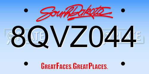8QVZ044 South Dakota License Plate