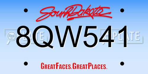 8QW541 South Dakota License Plate
