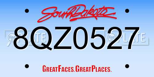 8QZ0527 South Dakota License Plate