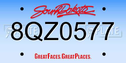 8QZ0577 South Dakota License Plate