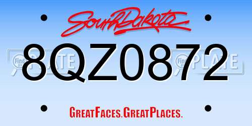 8QZ0872 South Dakota License Plate