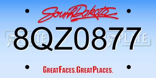 8QZ0877 South Dakota License Plate