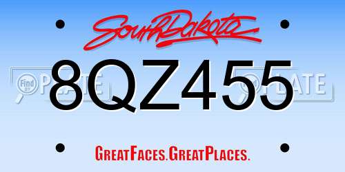 8QZ455 South Dakota License Plate