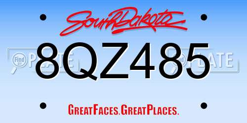 8QZ485 South Dakota License Plate