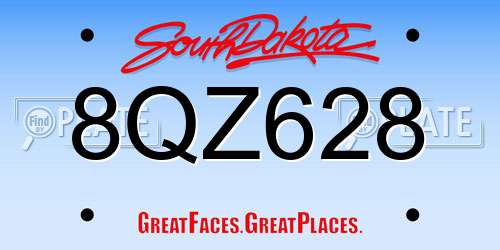 8QZ628 South Dakota License Plate