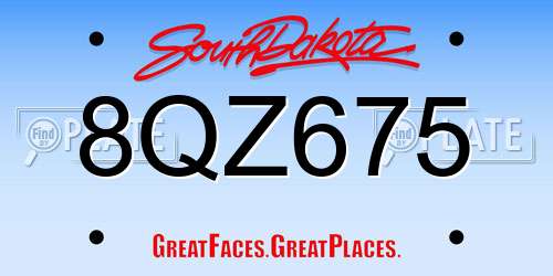 8QZ675 South Dakota License Plate
