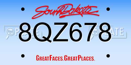 8QZ678 South Dakota License Plate