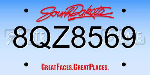 8QZ8569 South Dakota License Plate