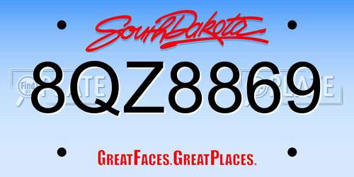 8QZ8869 South Dakota License Plate