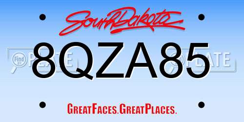 8QZA85 South Dakota License Plate
