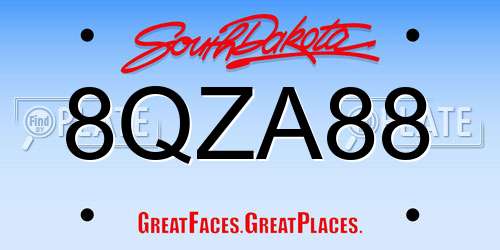 8QZA88 South Dakota License Plate