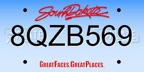8QZB569 South Dakota License Plate