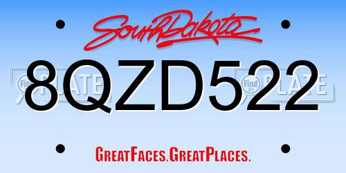 8QZD522 South Dakota License Plate