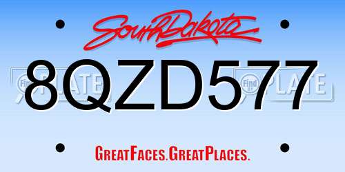 8QZD577 South Dakota License Plate