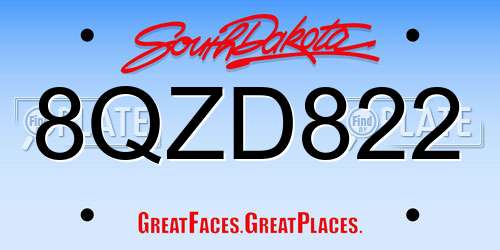 8QZD822 South Dakota License Plate